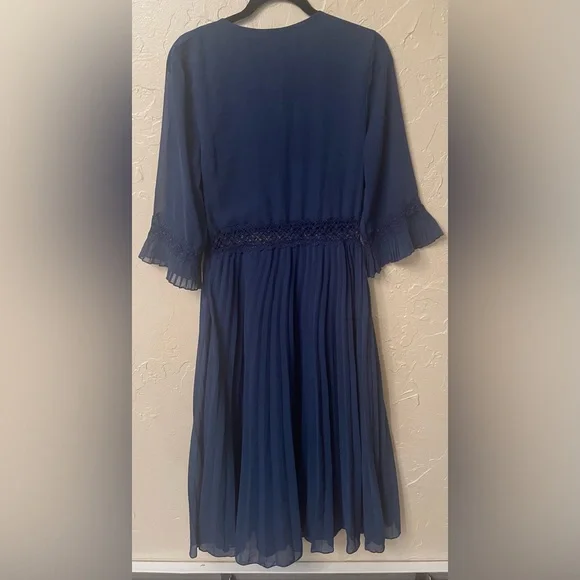 Floral Embroidered Navy Dress - Picture 2 of 7